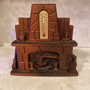 1973 Miller‎ Chalkware Wall/Shelf Plaque Fireplace Thermometer Hand Painted
